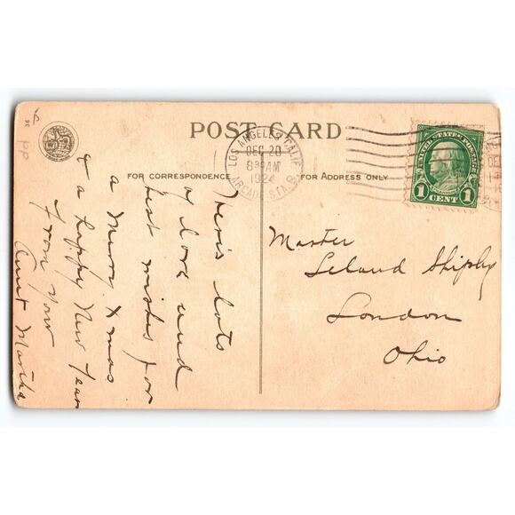 Vintage 1924 Christmas Greeting Postcard with Family Scene & Holly - Picture 2 of 2